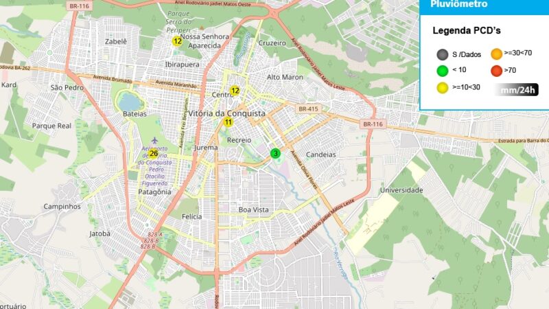 VITÓRIA DA CONQUISTA: 26 MM DE CHUVAS NESTE DOMINGO